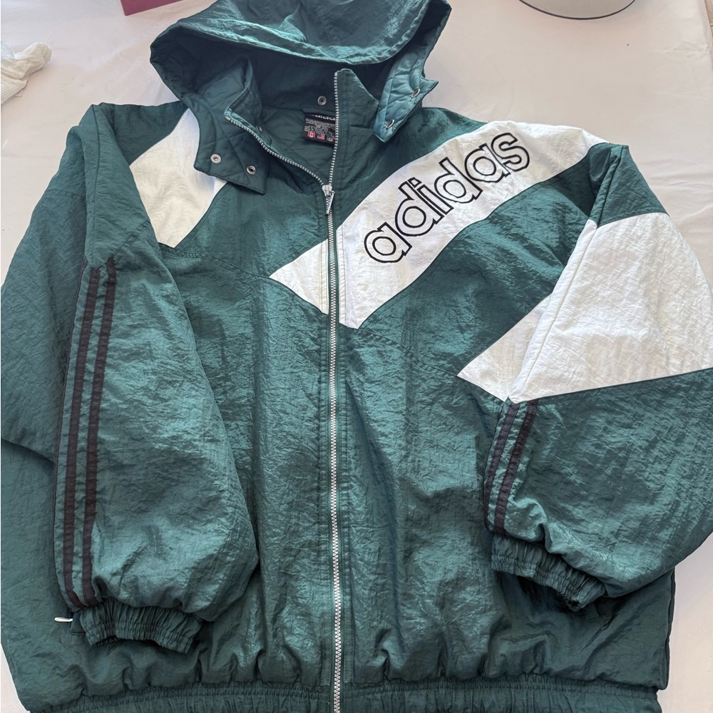 90’s Adidas Teal and White PUFFER Jacket like New!